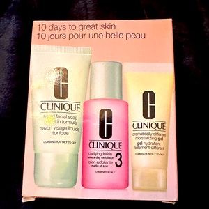 New Clinique, three-piece, travel, skins care set